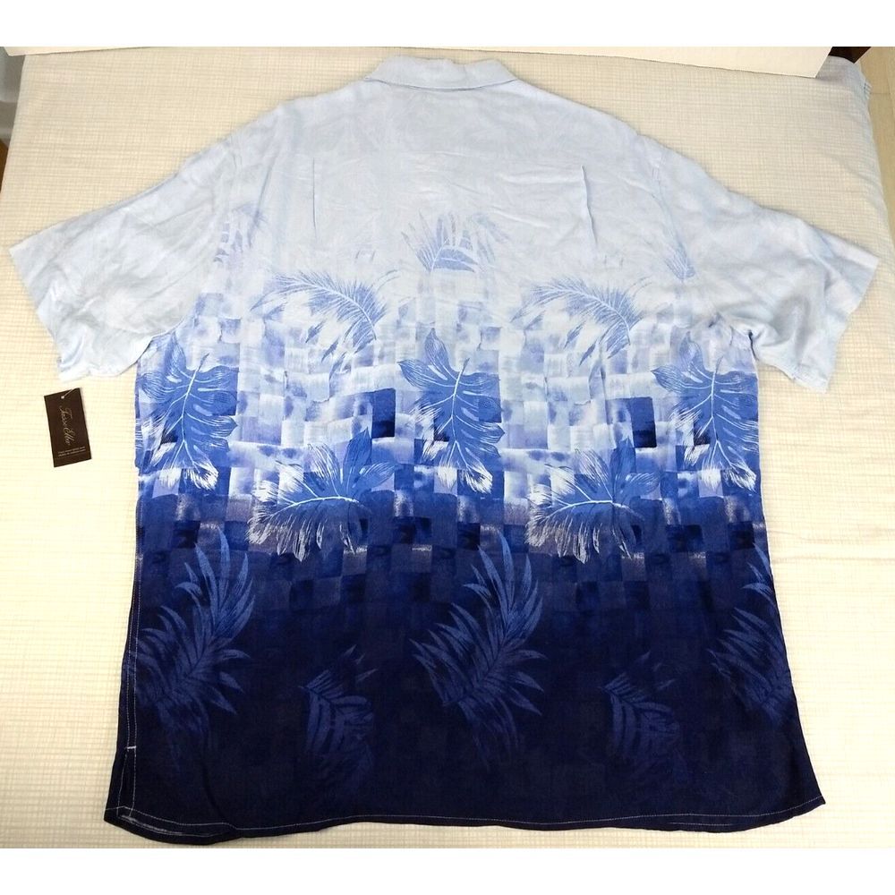 Tasso Elba Island Ombre Shirt Men XXL Rayon Button Up Blue Hawaiian 2XL NWT READ - Picture 9 of 16